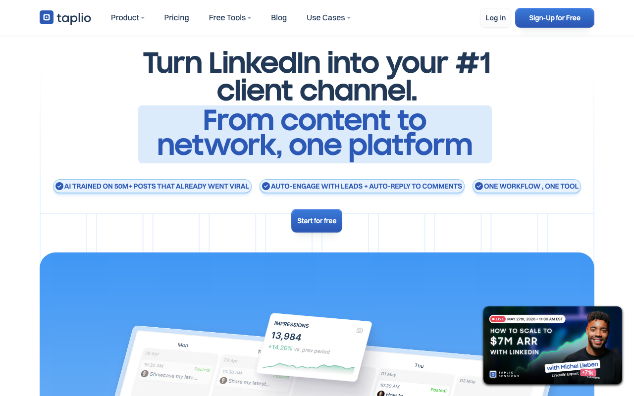 Taplio homepage